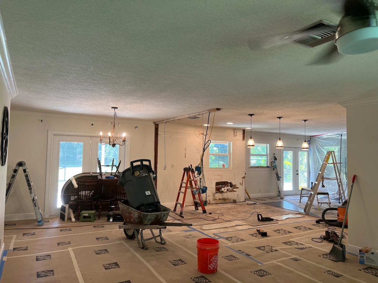 Home addition builders at work — Nakamura Contractors framing and finishing a South Florida addition